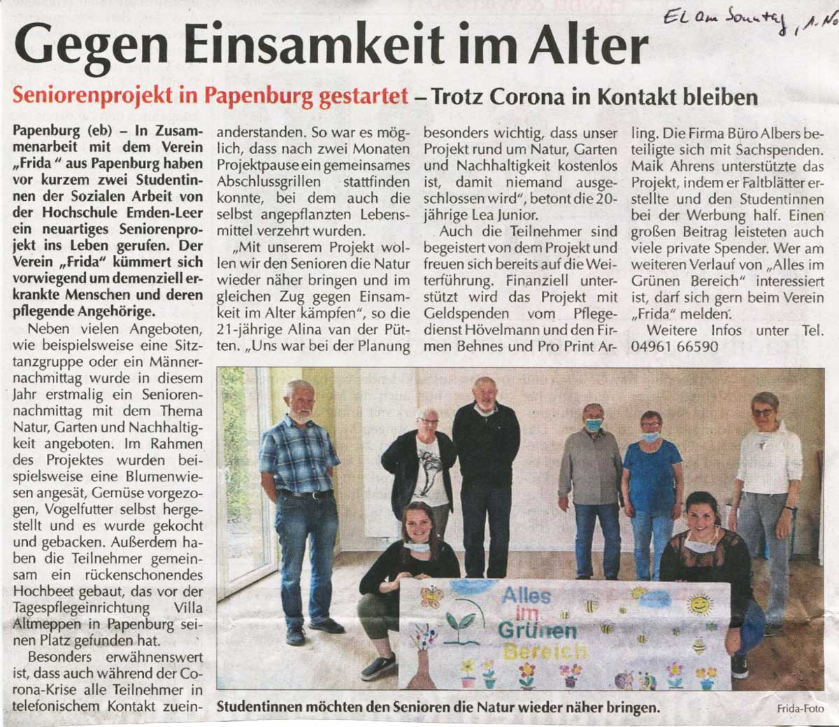 Gegen Einsamkeit im Alter 201101 EL am Sonntag